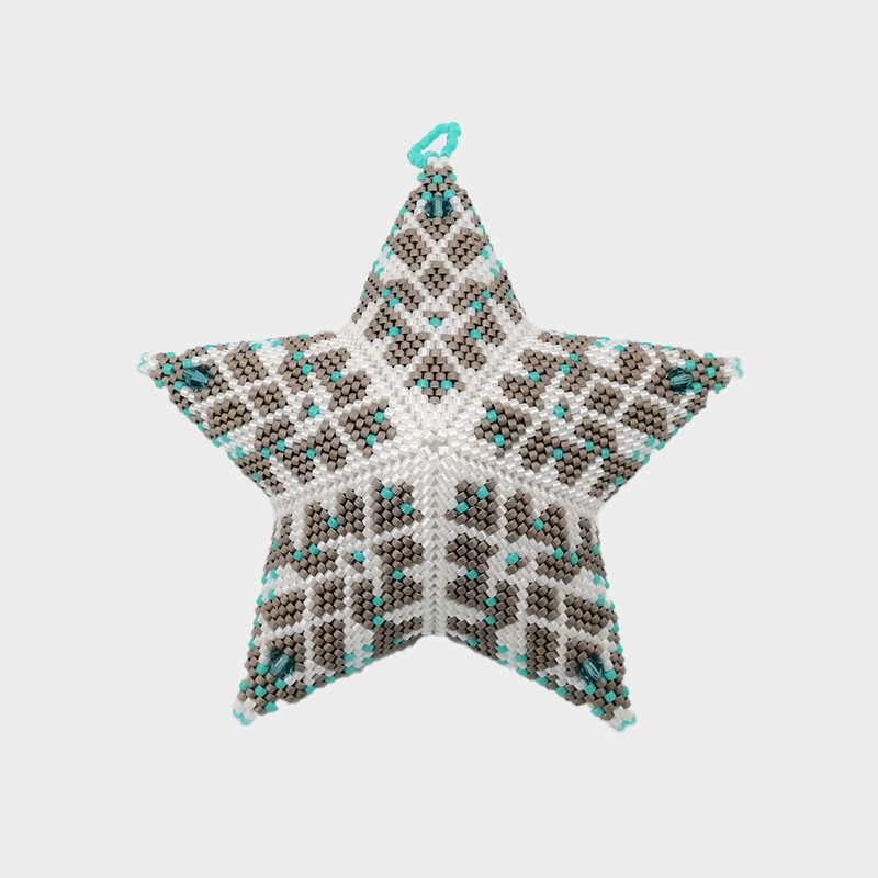 Etoile en 3D blanche, grise et bleue