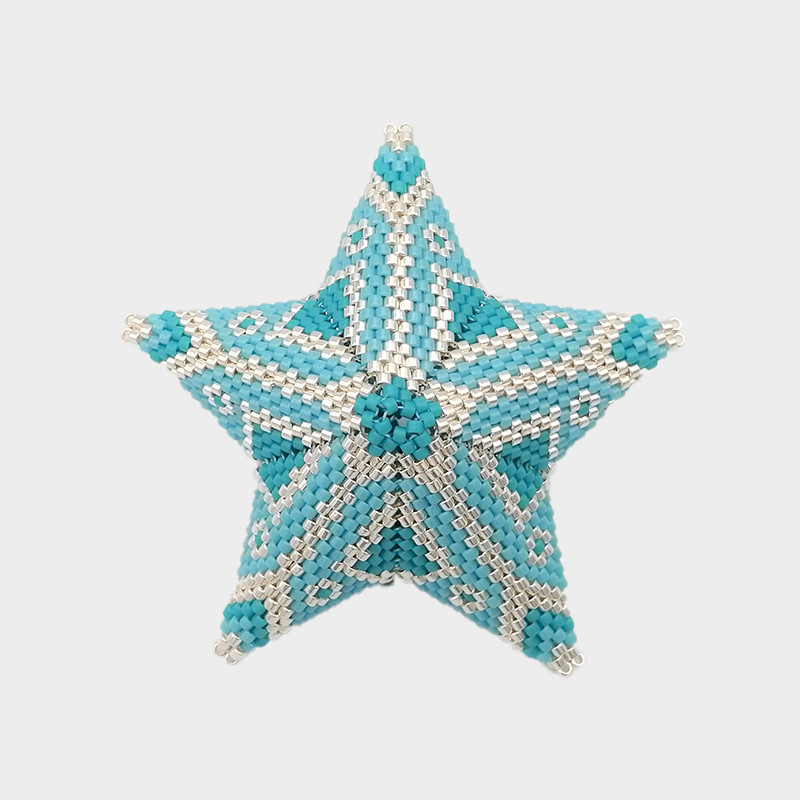 Etoile en 3D turquoise et argenté