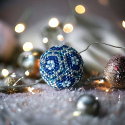 Blue LED Christmas Garland Miyuki Delica 110 cm