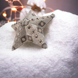 3D Christmas Star 8 cm Silver Miyuki Delica