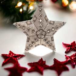 3D Christmas Star 8 cm Silver Miyuki Delica