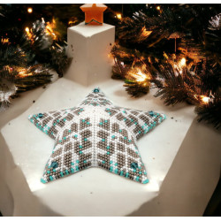 Étoile de Noël 3D 10 cm blanche grise bleue en perles Miyuki