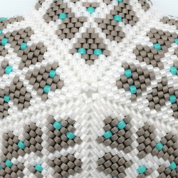3D kerstster 10 cm wit grijs blauw in Miyuki Delica kralen