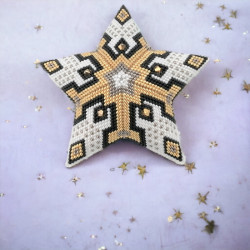3D Star in Black, Gold, Silver, and White