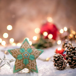 3D kerstster 10 cm turquoise goud wit Miyuki Delica