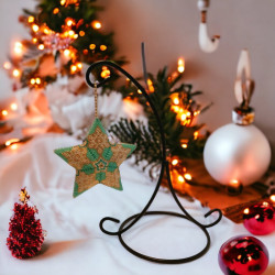 3D kerstster 10 cm turquoise goud wit Miyuki Delica