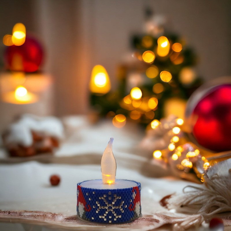 Gnome candle wrap in Miyuki Delica beads