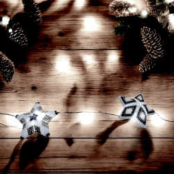 Guirlande étoile lumineuse blanc doré noir 200 cm