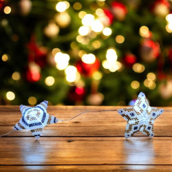 White, gold and black star light garland