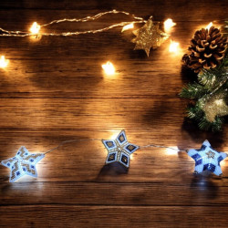 LED Star Christmas Garland White Gold Black 200 cm