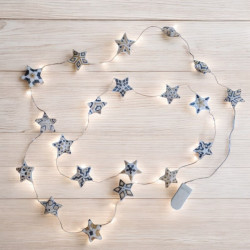 LED Star Christmas Garland White Gold Black 200 cm