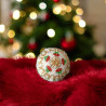 Kerstbal wit goud rood groen met hartmotief Miyuki