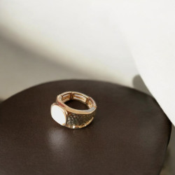 Bague réglable en rhodium doré avec cristal autrichien blanc 10 mm