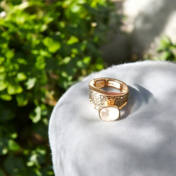 Bague réglable en rhodium doré avec cristal autrichien blanc 10 mm