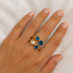 Adjustable quadricolor gold ring – Handmade modern ring | Mamzelle Creations