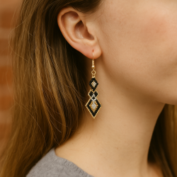 Boucles d'oreilles pendantes en perles Miyuki Delica | Mamzelle Creations