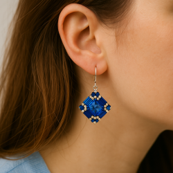 Boucles d'oreilles Rivola bleu - porté