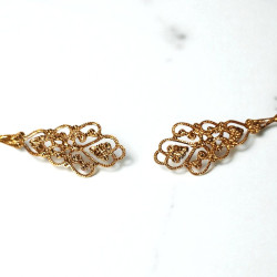 Parure Pendatia – Collier sautoir ajustable & boucles en perles Miyuki | Bijou artisanal doré