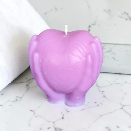 Bougie Déco “Cœur dans Mains” – Cire de Coco – Artisanale – 8 cm