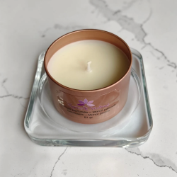 Square candle plate – Clear glass – 10 × 10 cm