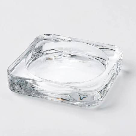 Square candle plate – Clear glass – 10 × 10 cm