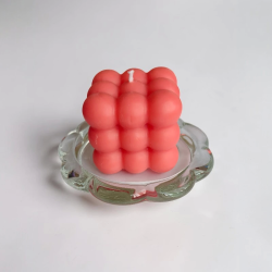 Round candle plate – Clear glass – 11 cm