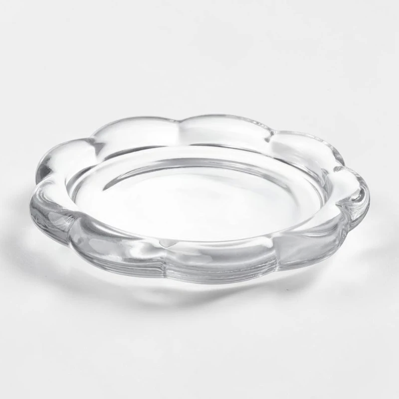 Round candle plate – Clear glass – 11 cm