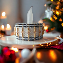 Elegant Candle Surround with Miyuki Delica Beads and Toupies