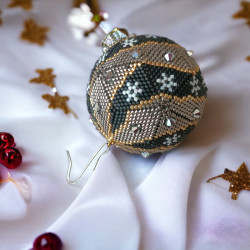 Boule de Noël pour un Hiver Élégant en Noir, Blanc, Doré et Argenté