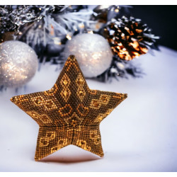 Met de hand gemaakte Miyuki Delica gouden en bronzen kralen kerstster voor kerstboomdecoratie