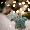 3D Turquoise and Silver Miyuki Delica Beaded Star in Peyote Stitch