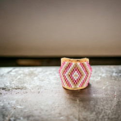 Bague large Kenzia – Rose et doré – Fait main en perles Miyuki