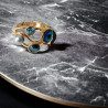 Bague réglable en rhodium avec strass multicolores