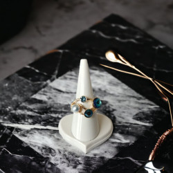 Bague réglable en rhodium avec strass multicolores