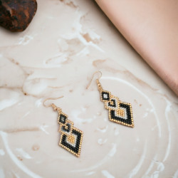 Boucles d'oreilles pendantes en perles Miyuki Delica | Mamzelle Creations