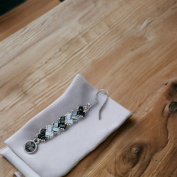 Boucles d'oreilles Pendatia | Perles Miyuki Half Tila | Mamzelle Creations