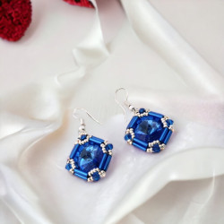 Boucles d'oreilles Rivola en perles Miyuki et cabochon | Mamzelle Creations