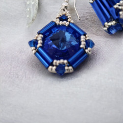 Boucles d'oreilles Rivola en perles Miyuki et cabochon | Mamzelle Creations