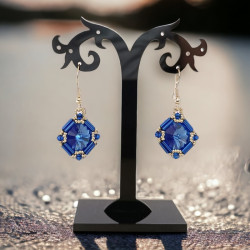 Handgemaakte Rivola oorbellen met Miyuki kralen en cabochon | Mamzelle Creations