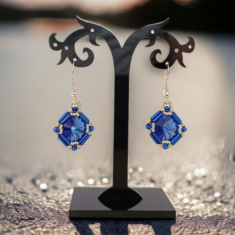Boucles d'oreilles Rivola en perles Miyuki et cabochon | Mamzelle Creations
