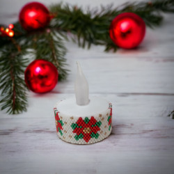 Contour de Bougie Fleur de Noël avec Perles Miyuki Delica