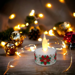 Contour de Bougie Fleur de Noël avec Perles Miyuki Delica