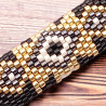 Bracelet en cuir noir avec tissage de perles Miyuki Delica