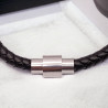 Bracelet en cuir tressé noir avec tissage de perles Miyuki Delica