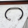 Bracelet en cuir tressé noir avec tissage de perles Miyuki Delica