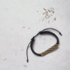 Bracelet en cuir tressé noir avec tissage de perles Miyuki Delica