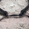 Bracelet en cuir tressé noir avec tissage de perles Miyuki Delica