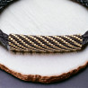 Bracelet en cuir tressé noir avec tissage de perles Miyuki Delica