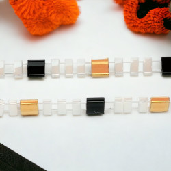 Bracelet élastique en perles japonaises teintées à la main