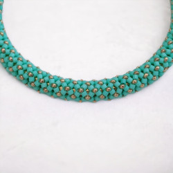 Bracelet fait main en perles de rocailles et Miyuki Delica sur bracelet d'esclave en laiton doré